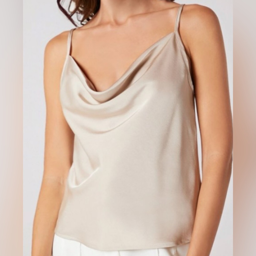 New Marciano women's cowl neck satin camisole champagne colour size L